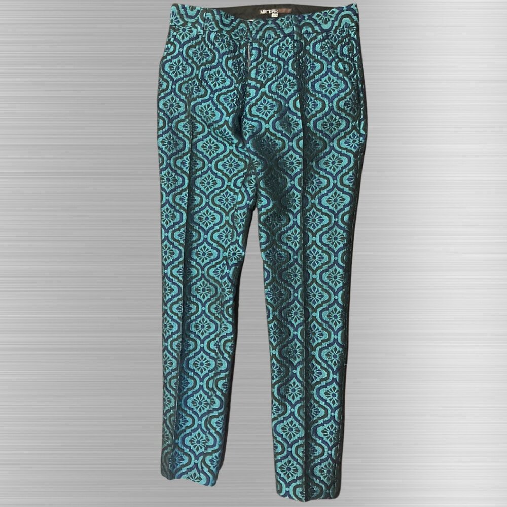 Men's Patterned Blue Teal Stretch Pants